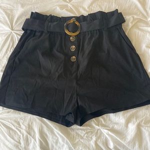 Black paper bag shorts